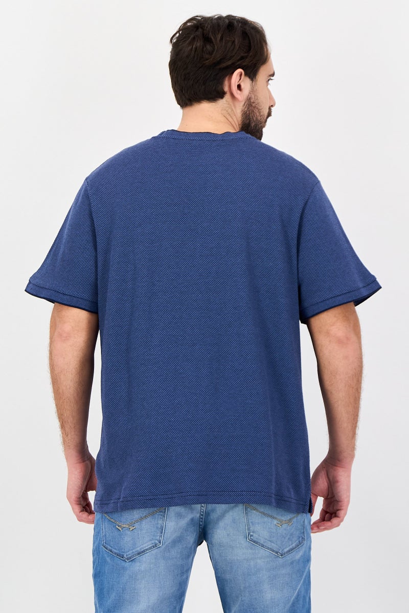 Bench Men Crew Neck Short Sleeve Brand Logo T-Shirt, Navy - Image 4